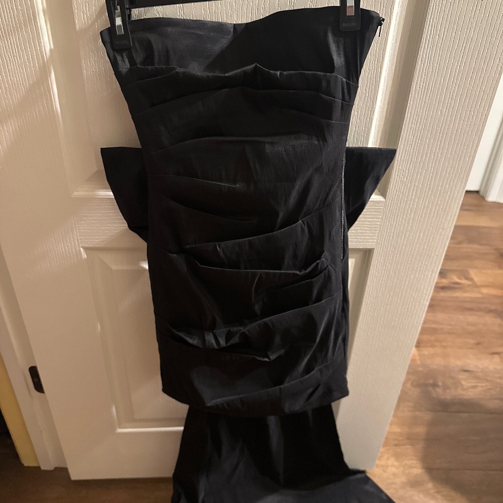 Black strapless mini dress